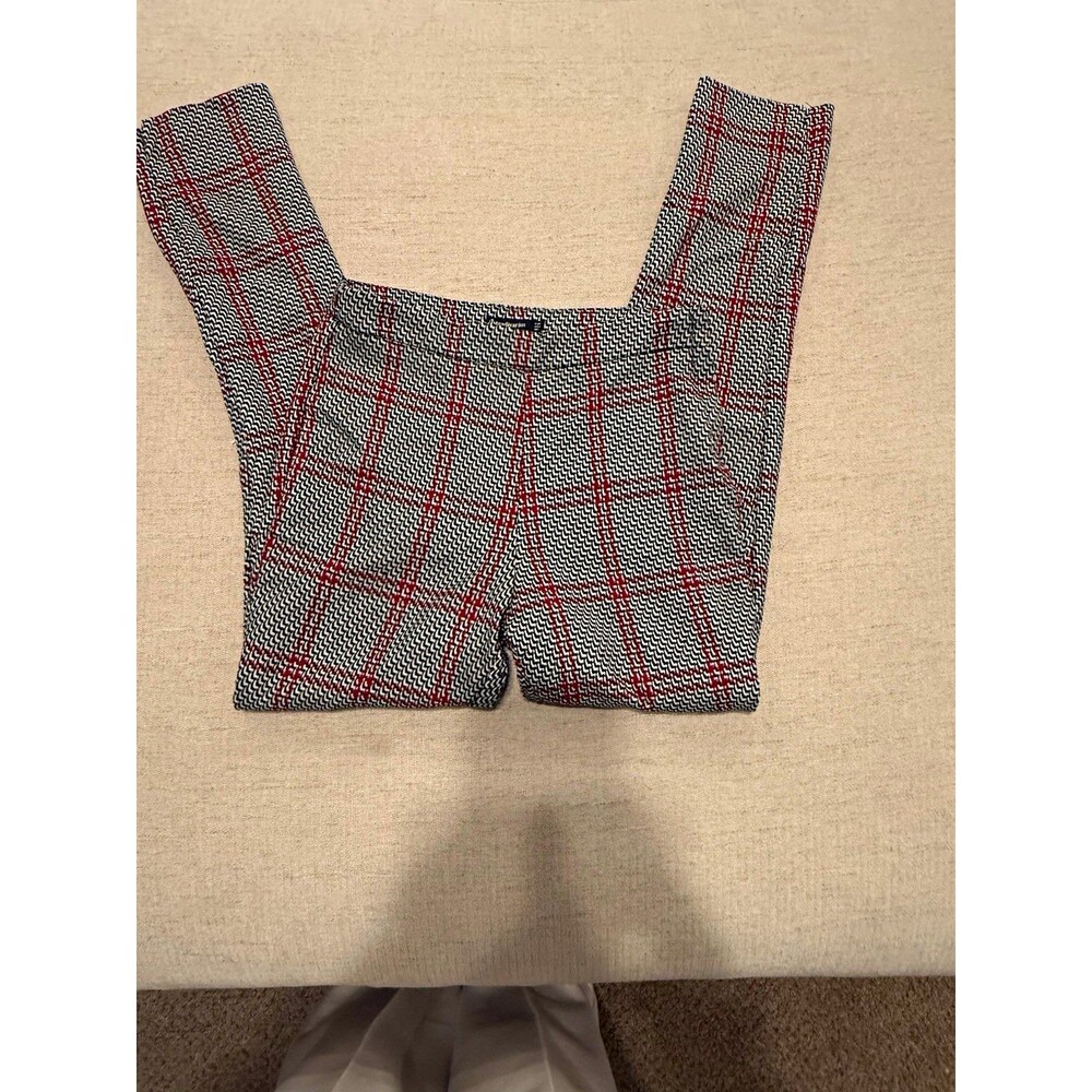 Stradivarius Women’s Black White Red Check Plaid Dress Pants Size 4